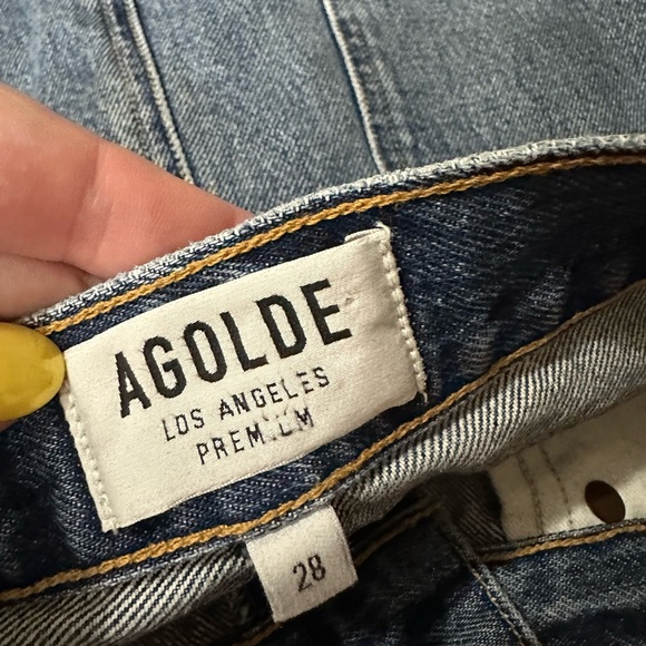 AGOLDE Quinn high rise distressed denim skirt in ransom wash A068C-811 size 28 - Picture 3 of 10